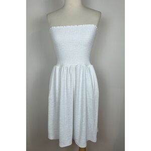 Beach Riot Lilee Strapless Smocked White Cover-Up Dress Tube Dress Medium